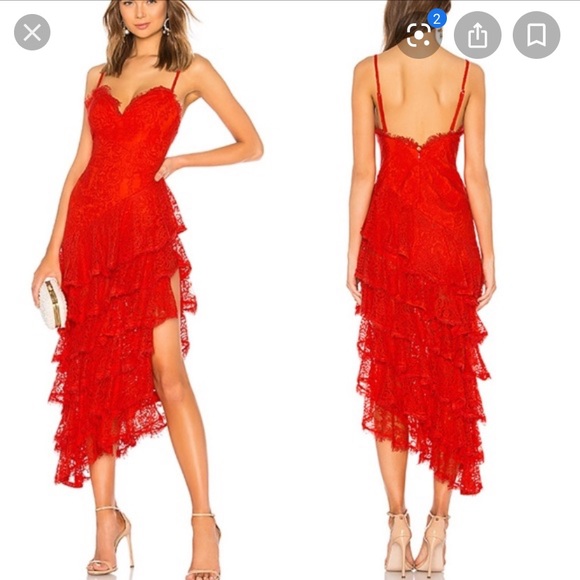 MAJORELLE Dresses & Skirts - Majorelle oracle red lace tiered gown